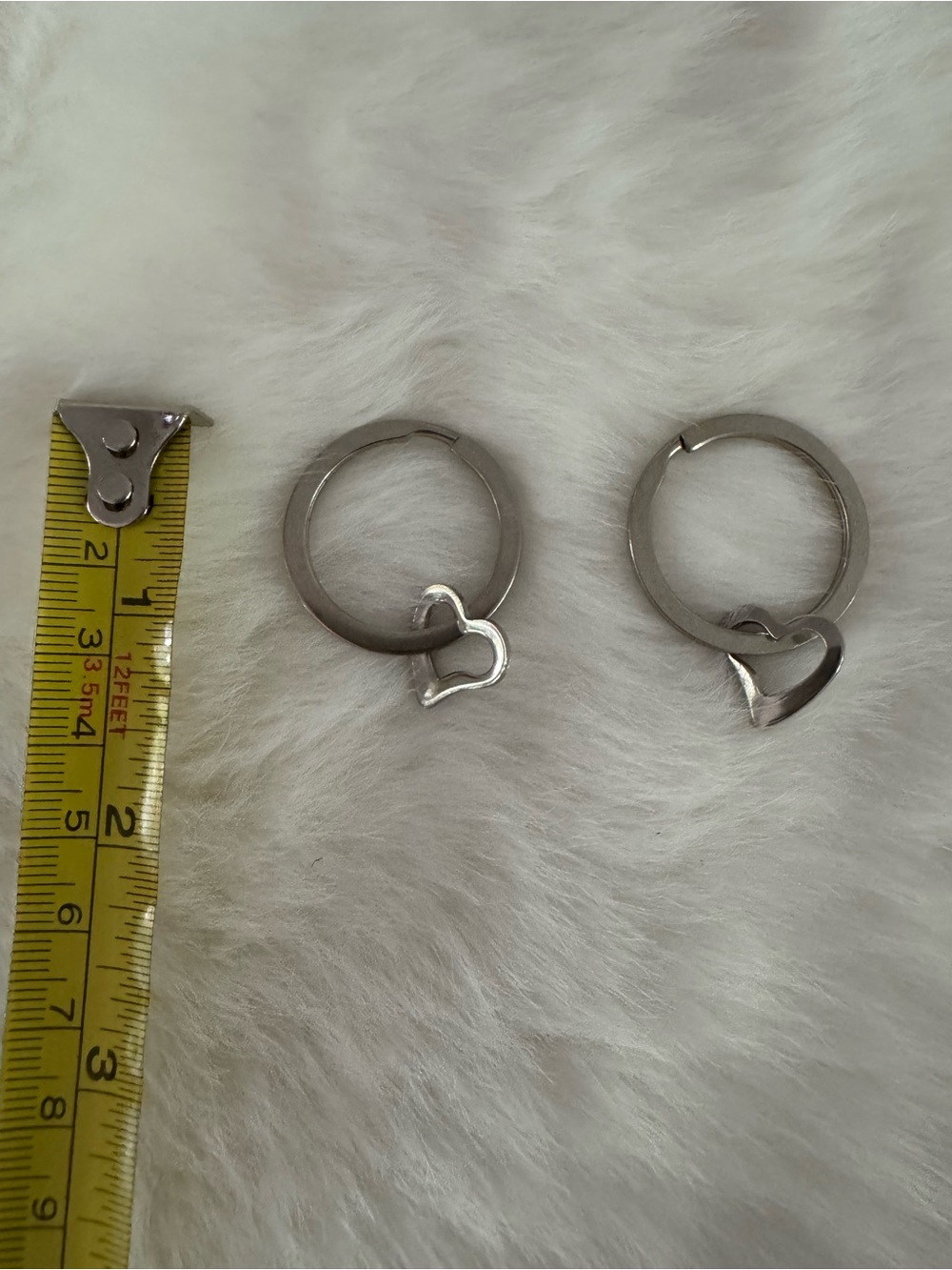 Silver Heart Keyring Pair - Minimal Metal Hoops - Picture 2 of 2